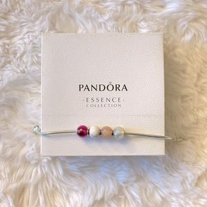 Pandora essence bracelet 6.75” with 4 charms